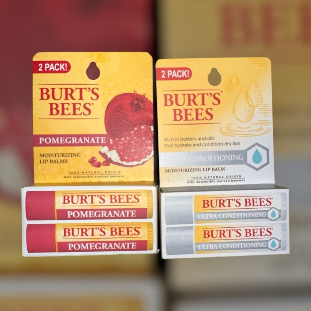 Burt's Bees Pomegranate and Ultra Conditioning Lip Balm 2-Pack Bundle NIB